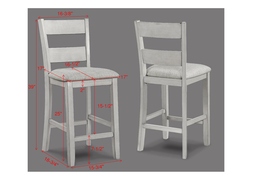 2631SET-DW 5 pc Lester driftwood finish wood counter height 40" x 40" dining table set