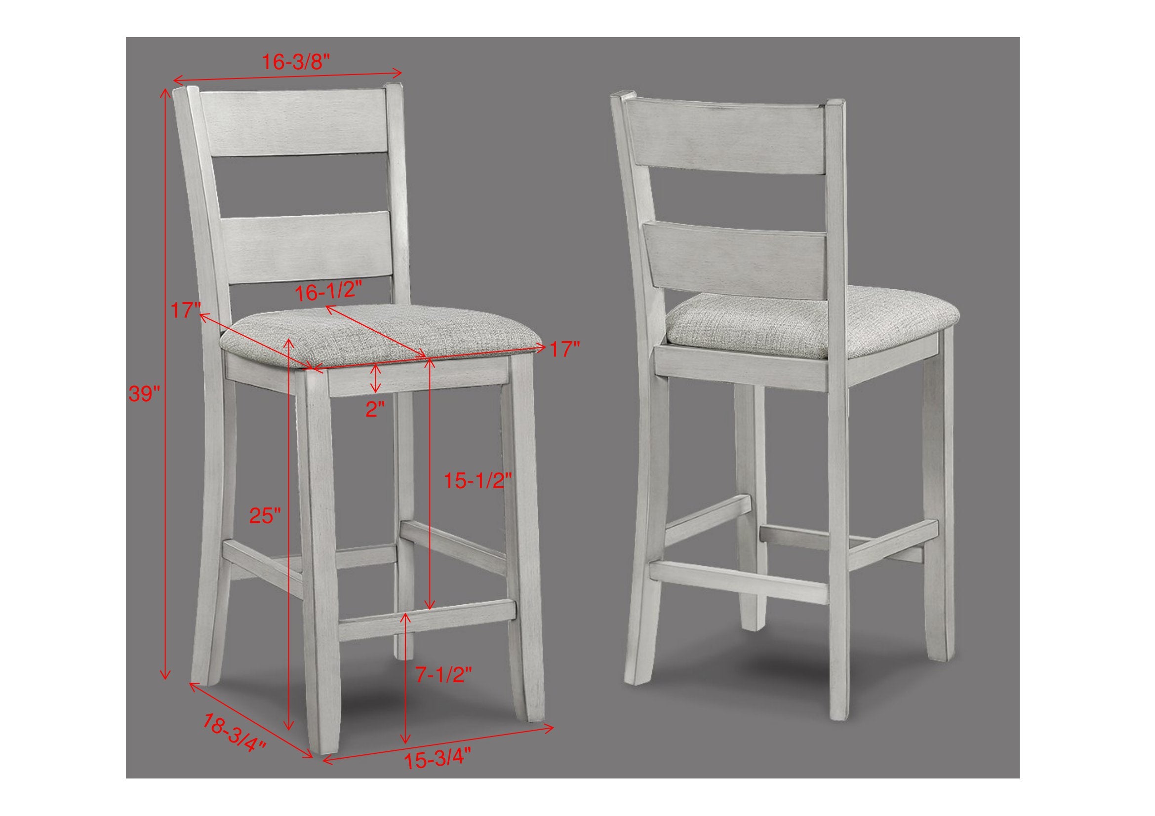 2631SET-DW 5 pc Lester driftwood finish wood counter height 40" x 40" dining table set