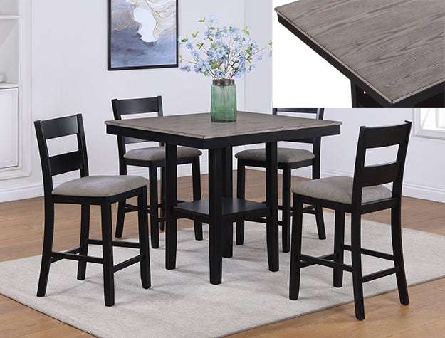 2631SET-LG 5 pc Lester two tone grey finish wood counter height 40" x 40" dining table set
