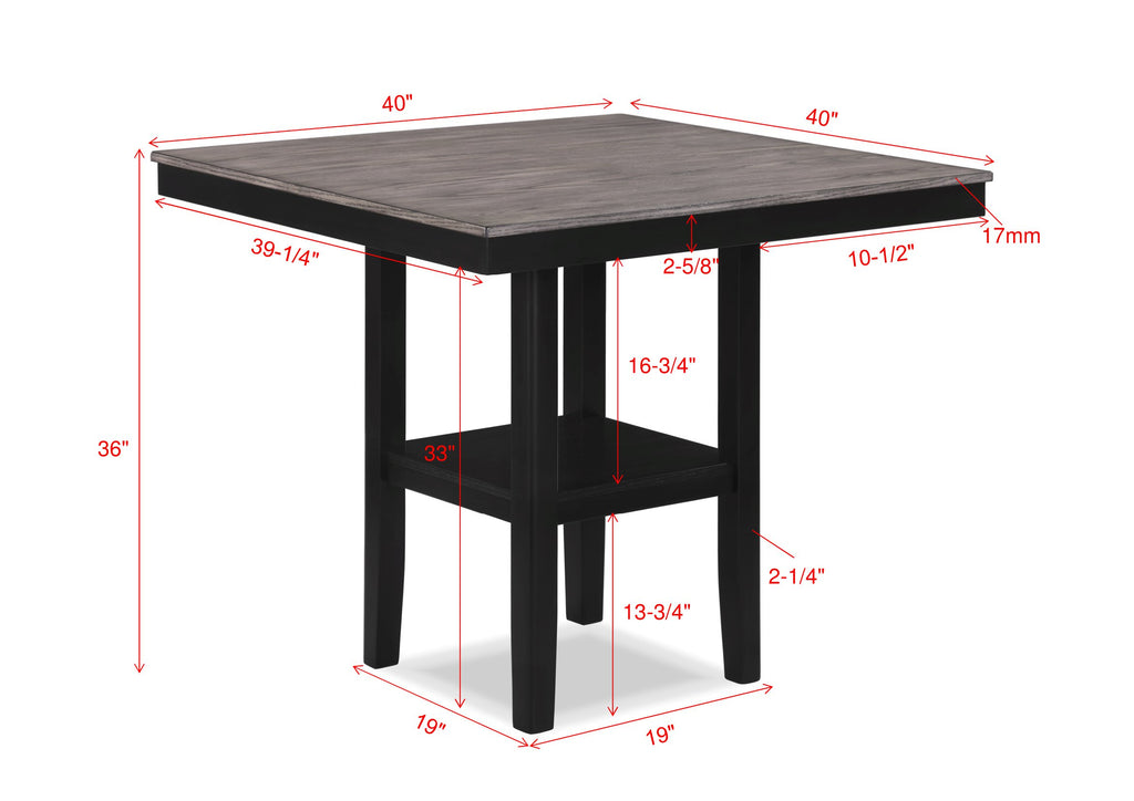2631SET-LG 5 pc Lester two tone grey finish wood counter height 40" x 40" dining table set