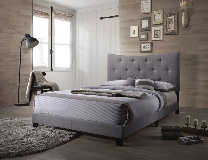 Acme 26360Q Venacha gray fabric tufted queen bed set
