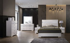 Acme 26770Q 4 pc Naima II white high gloss finish wood sparkling acrylic panel queen bedroom set