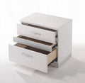 Acme 26773 Naima II white high gloss finish wood sparkling acrylic panel 3 drawer nightstand