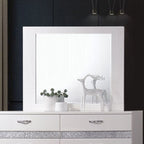 Acme 26770Q 4 pc Naima II white high gloss finish wood sparkling acrylic panel queen bedroom set