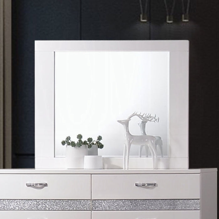 Acme 26770Q 4 pc Naima II white high gloss finish wood sparkling acrylic panel queen bedroom set