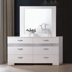Acme 26770Q 4 pc Naima II white high gloss finish wood sparkling acrylic panel queen bedroom set