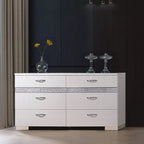 Acme 26770Q 4 pc Naima II white high gloss finish wood sparkling acrylic panel queen bedroom set