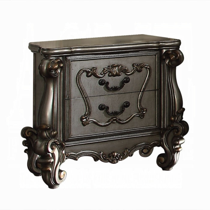 Acme 26843  Versailles antique platinum finish wood 2 drawer nightstand end table