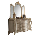 Acme 26885-904 2 pc Picardy antique pearl finish wood dresser and mirror decorative carvings accents