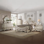 Acme 27010Q 4 pc Ragenardus II vintage white finish wood queen bedroom set decorative carvings tufted accents