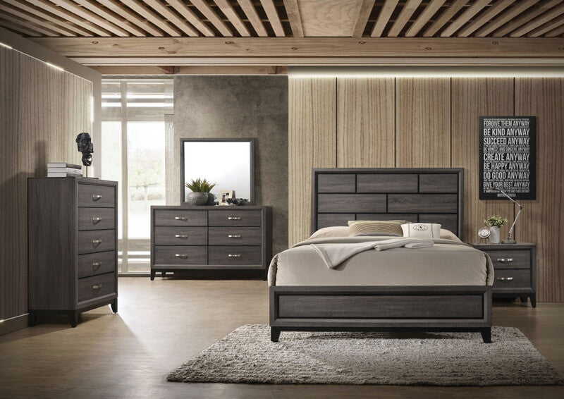 Acme 27050Q 4 pc Valdemar weathered gray grain finish wood queen bedroom set