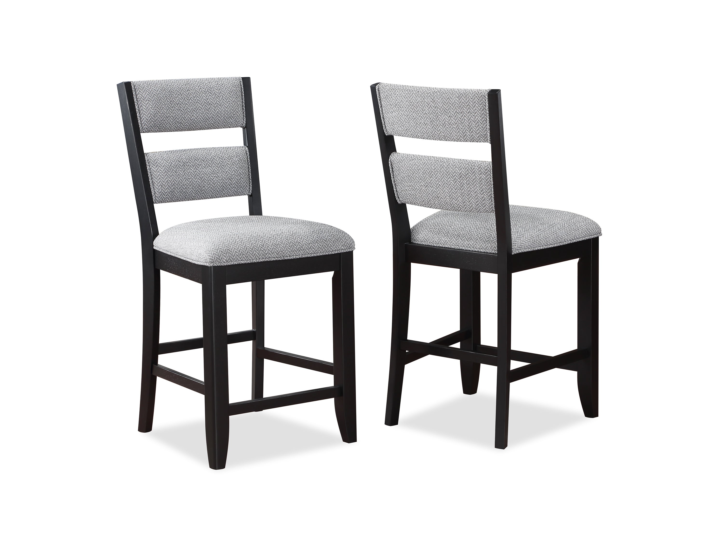 2716T-6PC 6 pc Frey two tone black and grey finish wood counter height dining table set storage pedestal base
