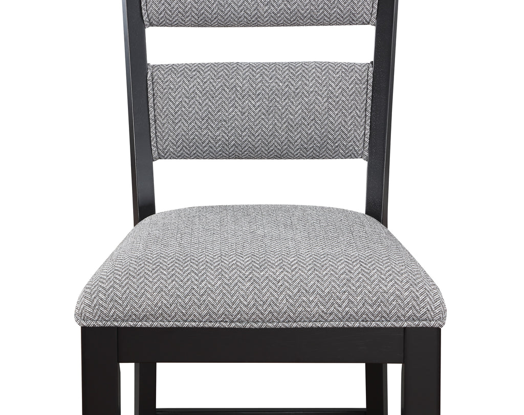 Frey 6-Piece Two-Tone Black & Grey Wood Counter Height Dining Set with Wine Rack Pedestal – 2716T-6PC