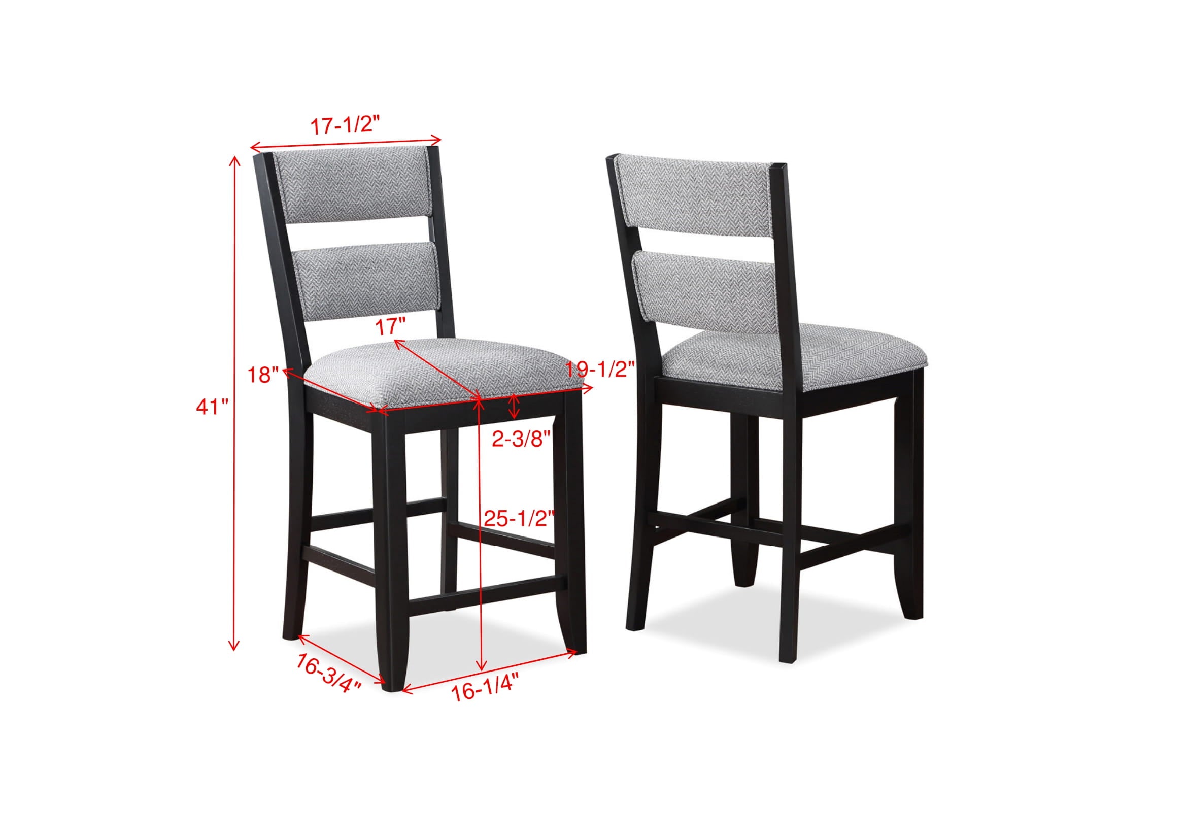 Frey 6-Piece Two-Tone Black & Grey Wood Counter Height Dining Set with Wine Rack Pedestal – 2716T-6PC