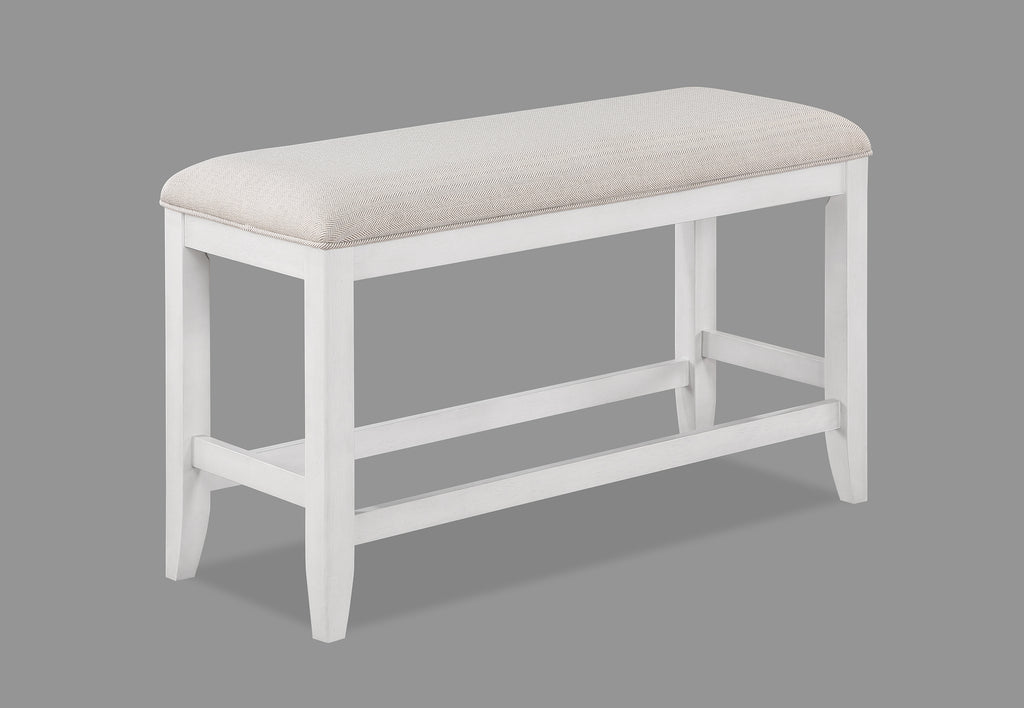 2717T-6PC 6 pc Wendy weathered white finish wood counter height dining table set storage pedestal base