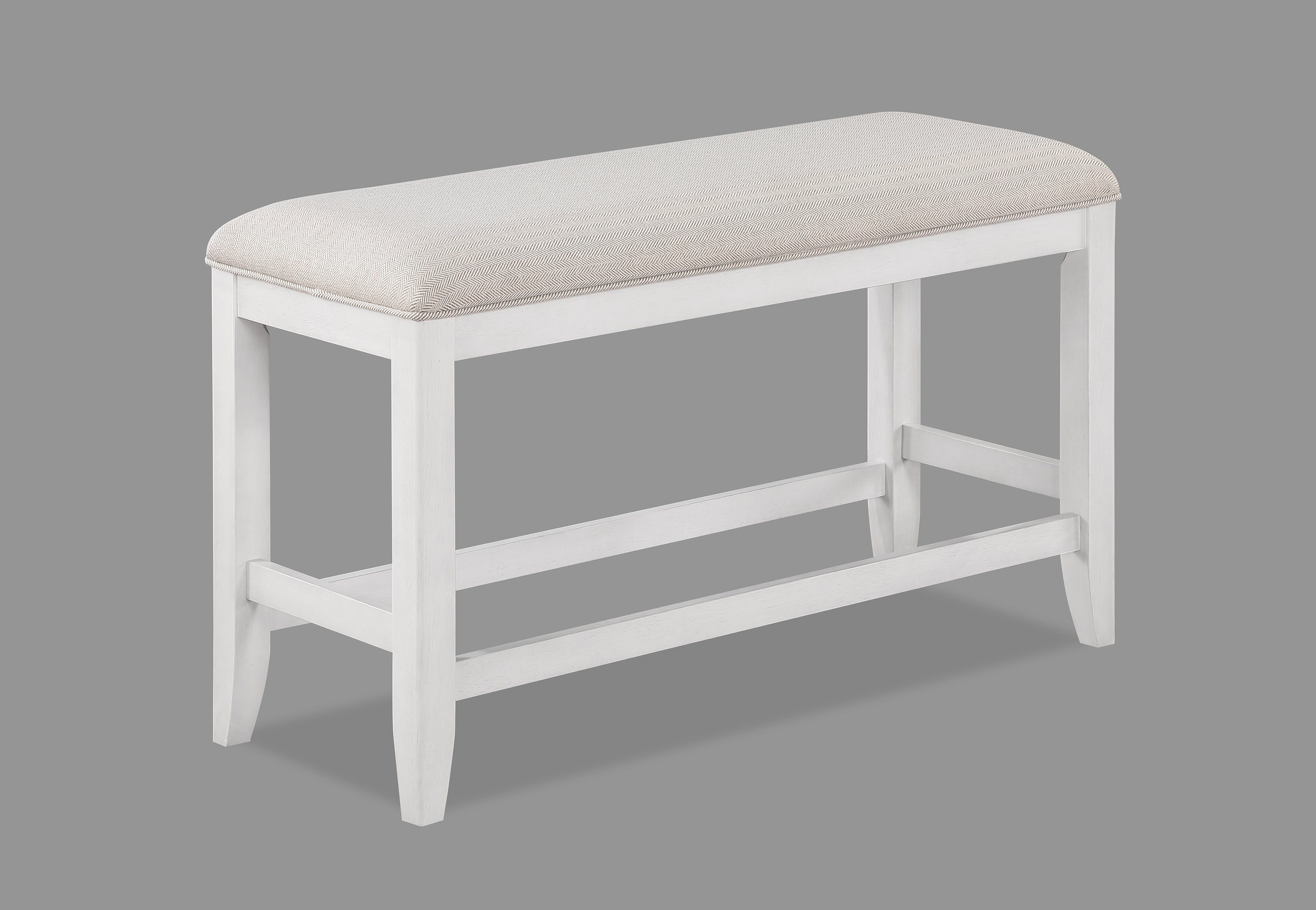 2717T-6PC 6 pc Wendy weathered white finish wood counter height dining table set storage pedestal base