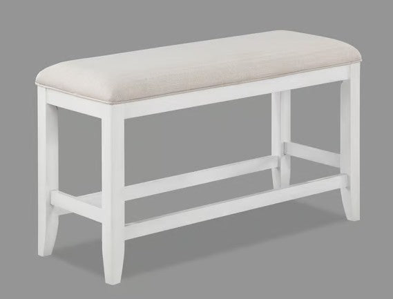 2717T-6PC 6 pc Wendy weathered white finish wood counter height dining table set storage pedestal base