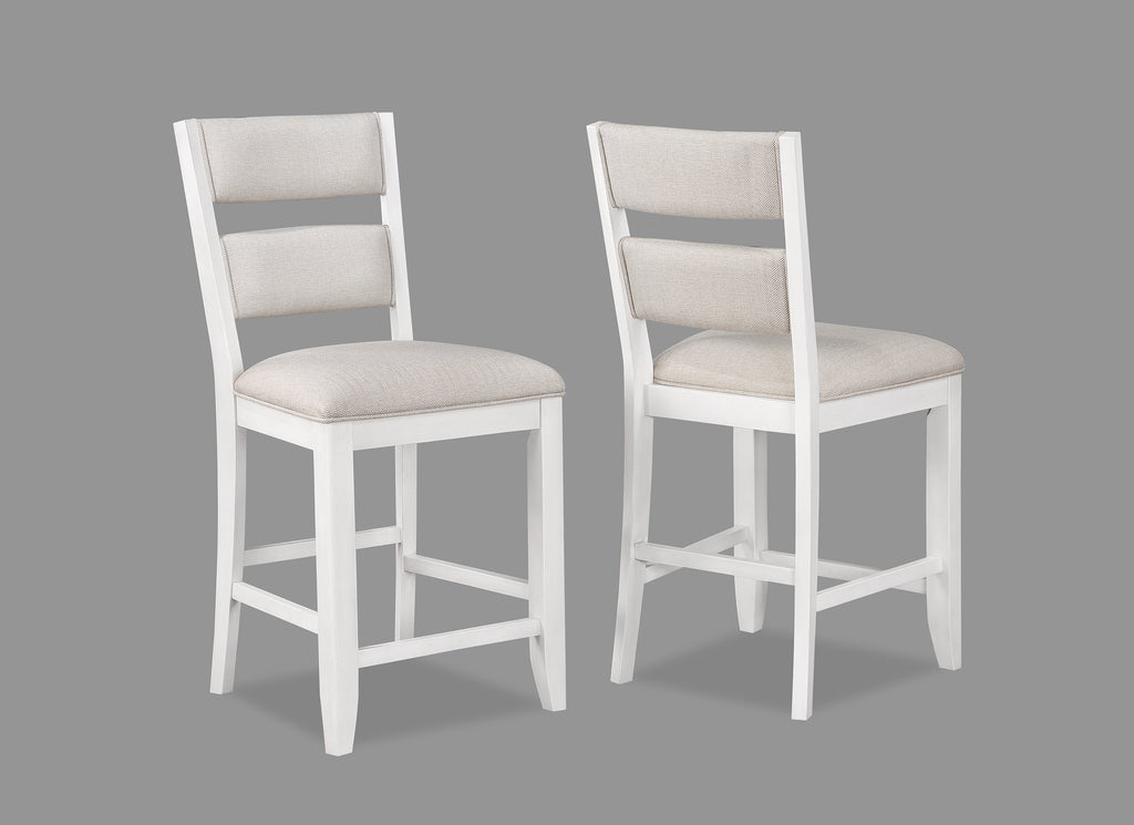 2717T-6PC 6 pc Wendy weathered white finish wood counter height dining table set storage pedestal base