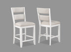 2717T-6PC 6 pc Wendy weathered white finish wood counter height dining table set storage pedestal base