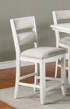 2717T-6PC 6 pc Wendy weathered white finish wood counter height dining table set storage pedestal base