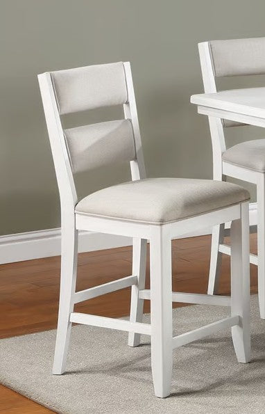 2717T-6PC 6 pc Wendy weathered white finish wood counter height dining table set storage pedestal base