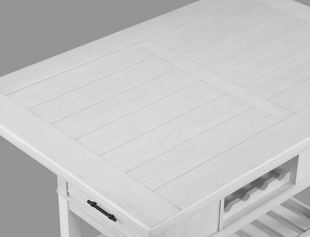 2717T-6PC 6 pc Wendy weathered white finish wood counter height dining table set storage pedestal base