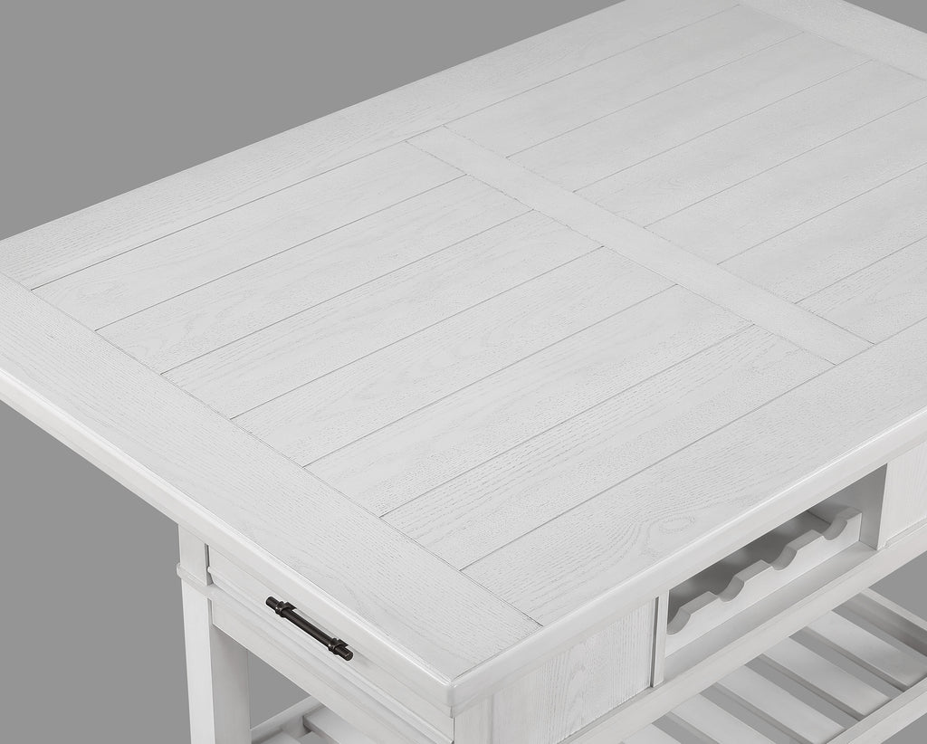 2717T-6PC 6 pc Wendy weathered white finish wood counter height dining table set storage pedestal base