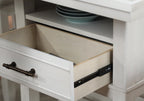 2717T-6PC 6 pc Wendy weathered white finish wood counter height dining table set storage pedestal base