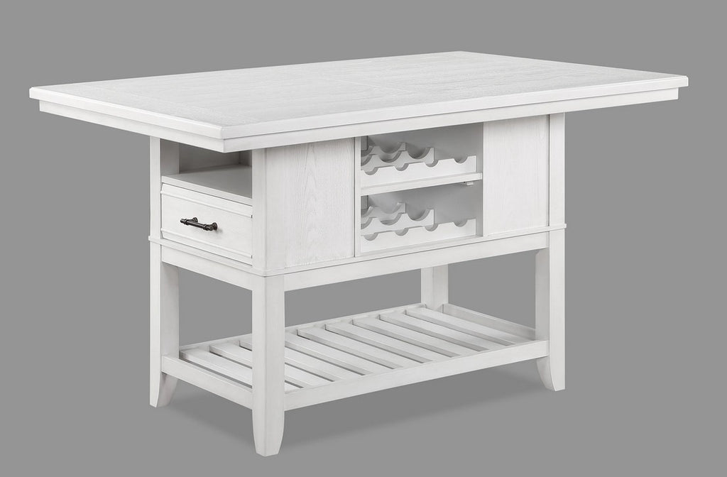 2717T-6PC 6 pc Wendy weathered white finish wood counter height dining table set storage pedestal base