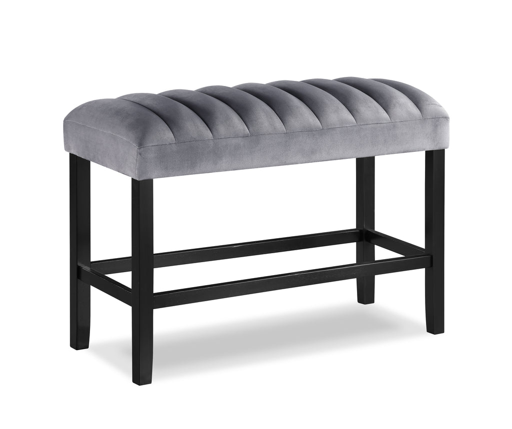 2724T-6PC 6 pc Pascal black finish wood counter height dining table set faux marble top with bench