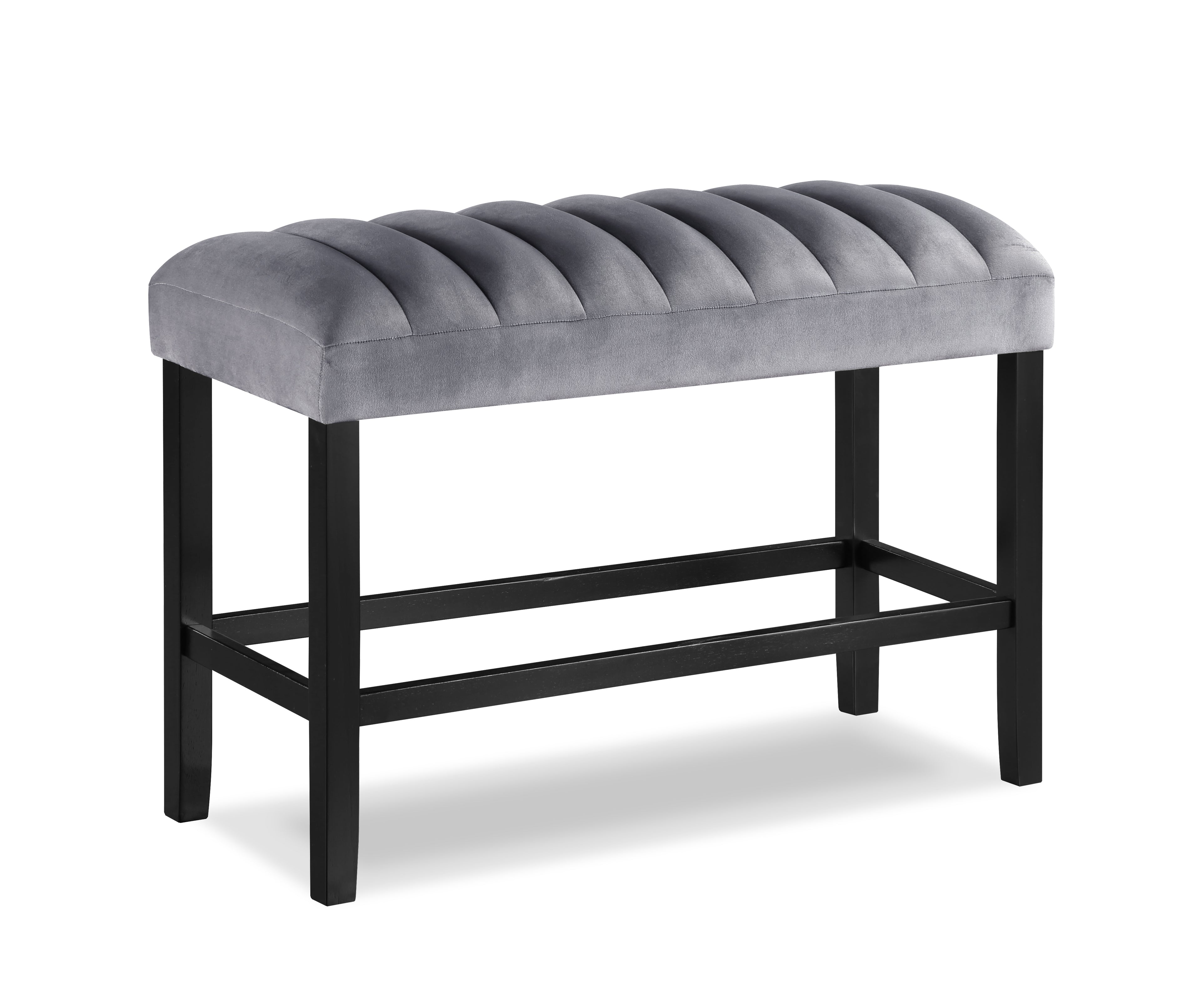 2724T-6PC 6 pc Pascal black finish wood counter height dining table set faux marble top with bench