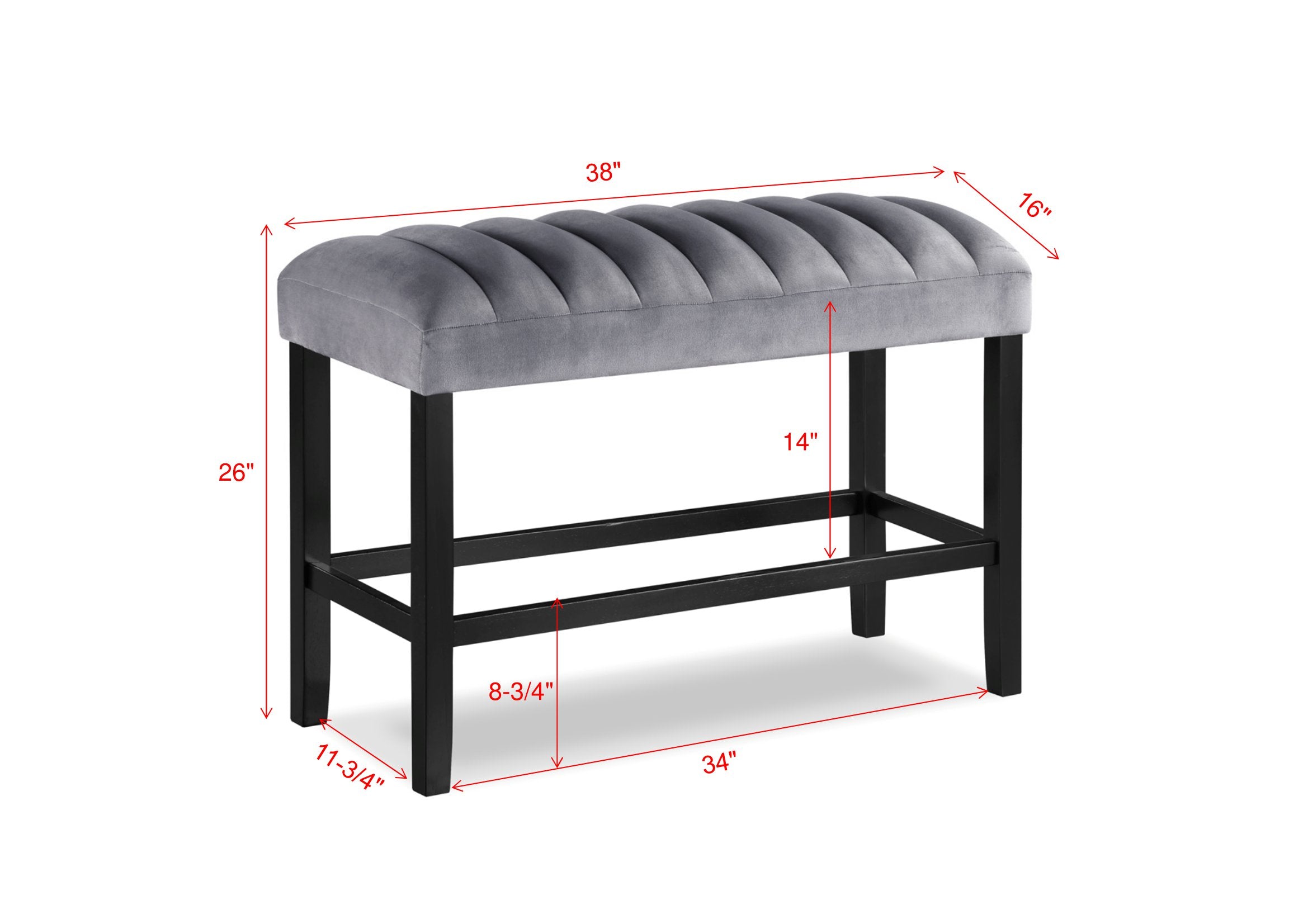 2724T-6PC 6 pc Pascal black finish wood counter height dining table set faux marble top with bench
