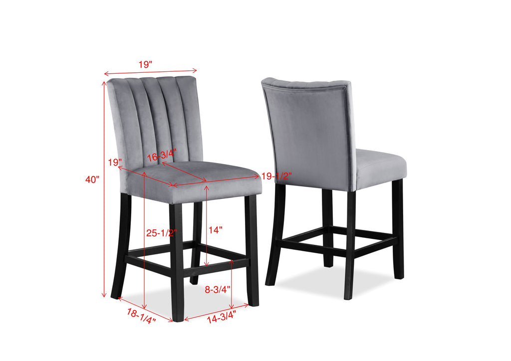 2724T-6PC 6 pc Pascal black finish wood counter height dining table set faux marble top with bench