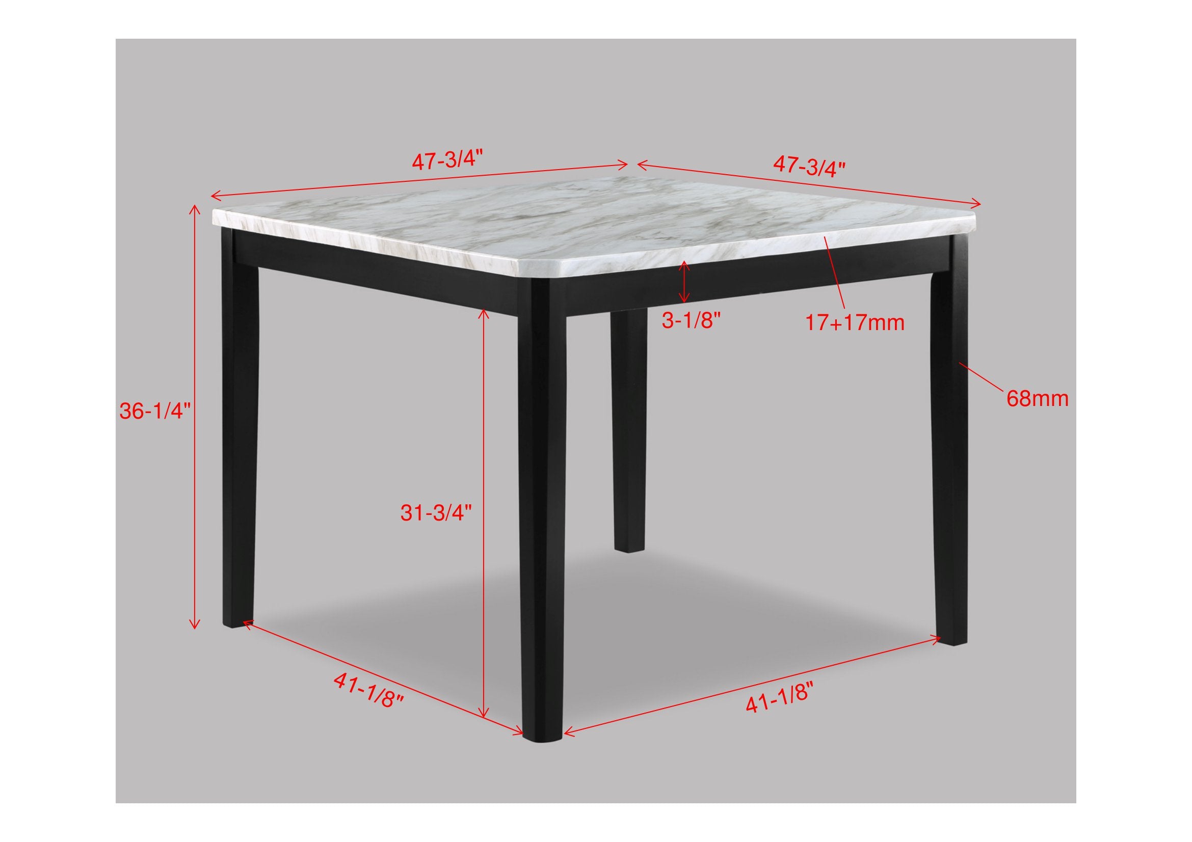 2724T-6PC 6 pc Pascal black finish wood counter height dining table set faux marble top with bench