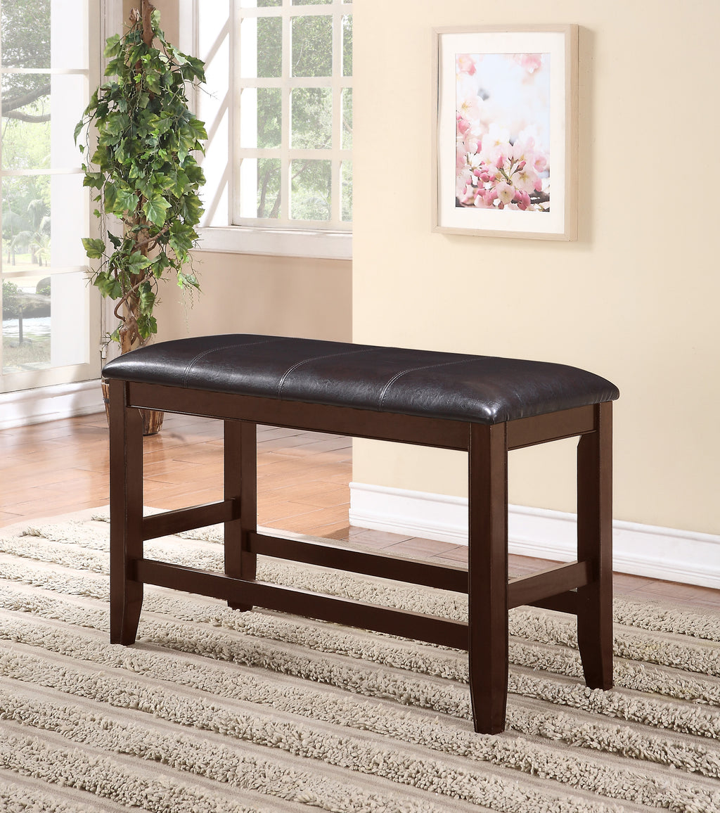 2727T-4848-V 6 pc Fulton brown wood finish counter height dining table set with lazy susan