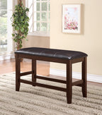 2727T-4848-V 6 pc Fulton brown wood finish counter height dining table set with lazy susan