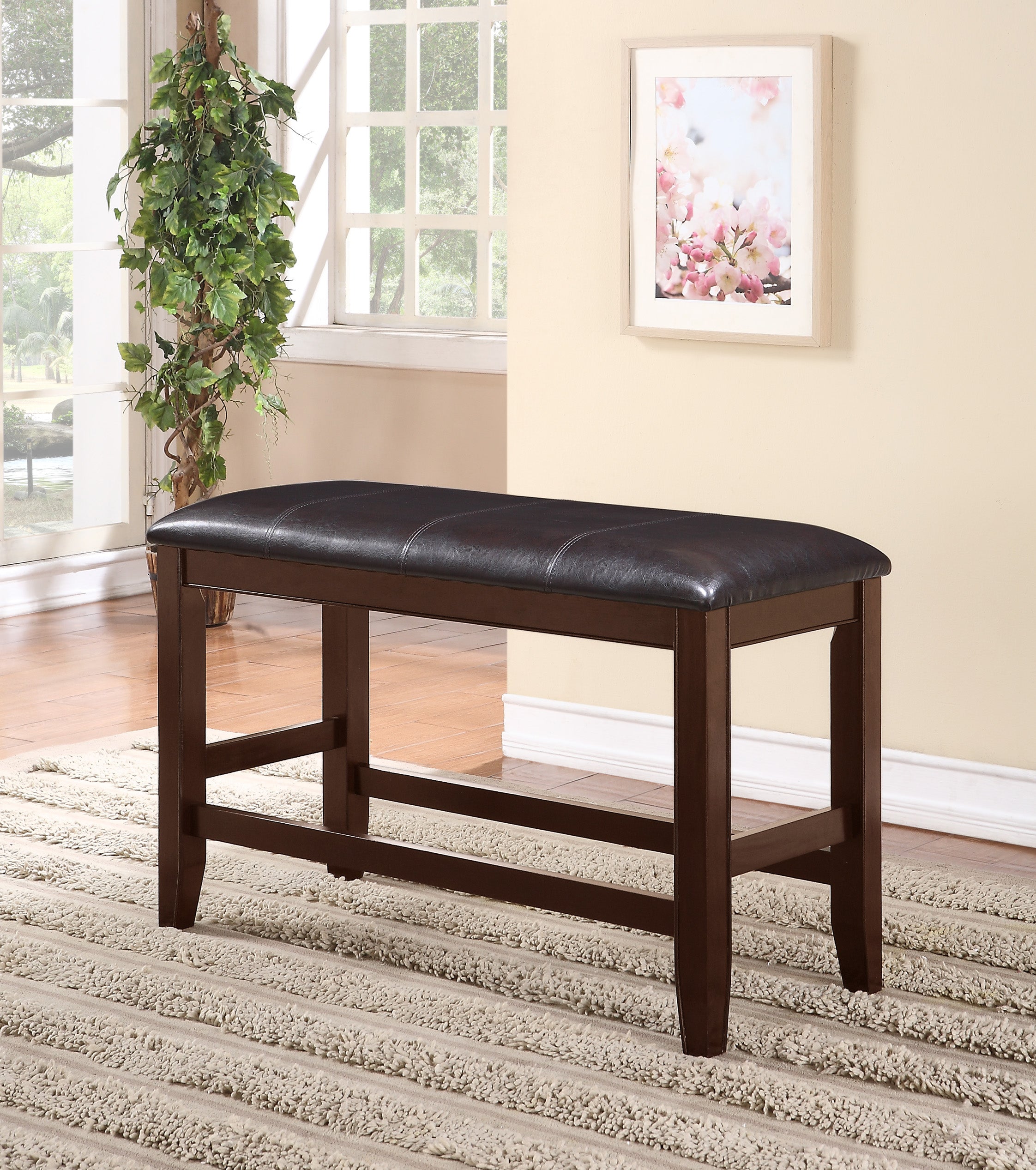 2727T-4848-V 6 pc Fulton brown wood finish counter height dining table set with lazy susan
