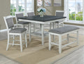 2727CG 6 pc Gracie oaks fulton two tone finish chalk white and grey wood counter height dining table set fabric seats