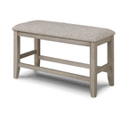 2727MB 6 pc Fulton white oak finish wood counter height dining table set fabric seats round marble lazy susan built in