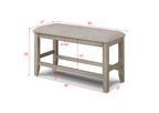 2727MB 6 pc Fulton white oak finish wood counter height dining table set fabric seats round marble lazy susan built in