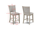 2727MB 6 pc Fulton white oak finish wood counter height dining table set fabric seats round marble lazy susan built in