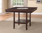 2727T-4848-V 6 pc Fulton brown wood finish counter height dining table set with lazy susan