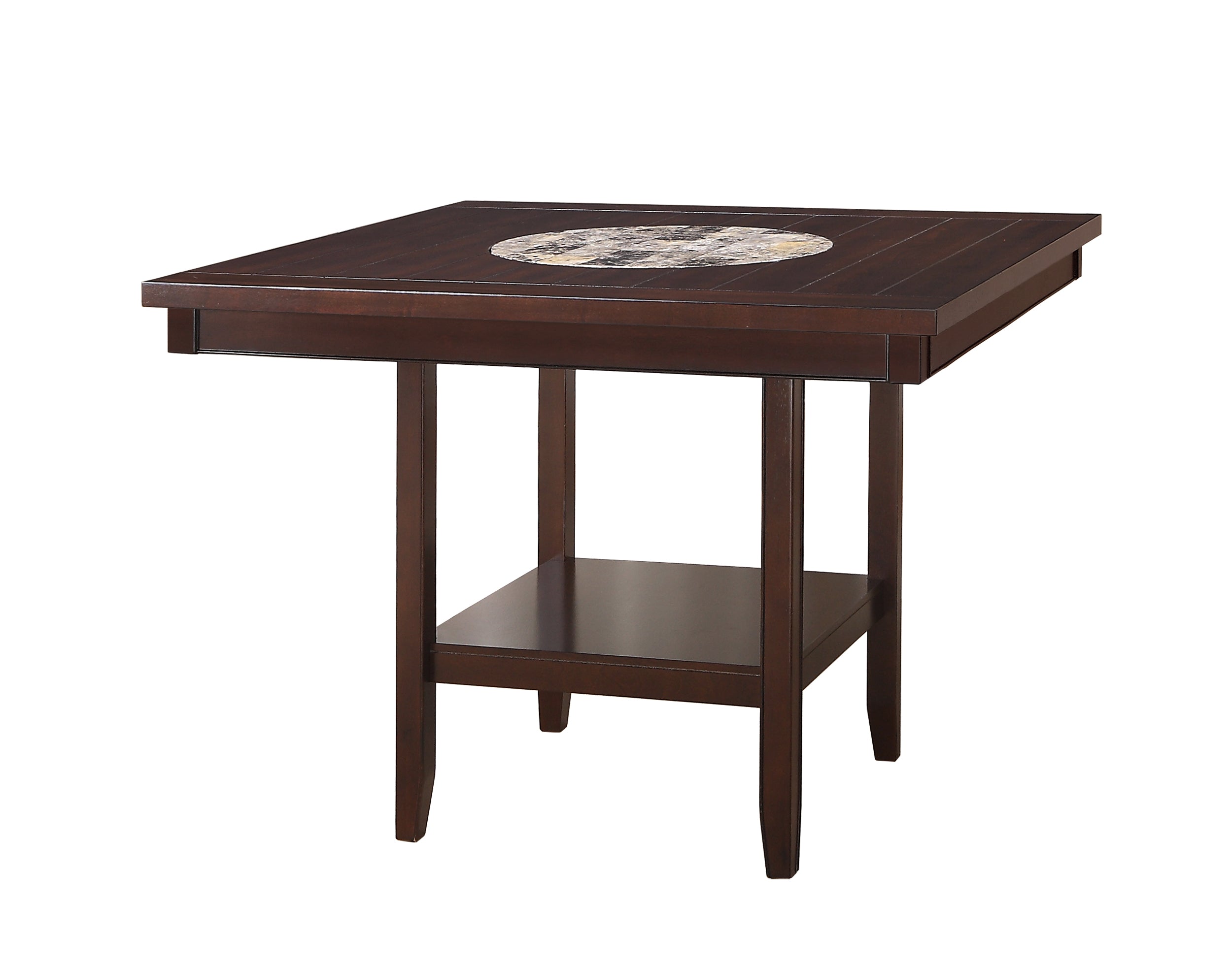 2727T-4848-V 6 pc Fulton brown wood finish counter height dining table set with lazy susan