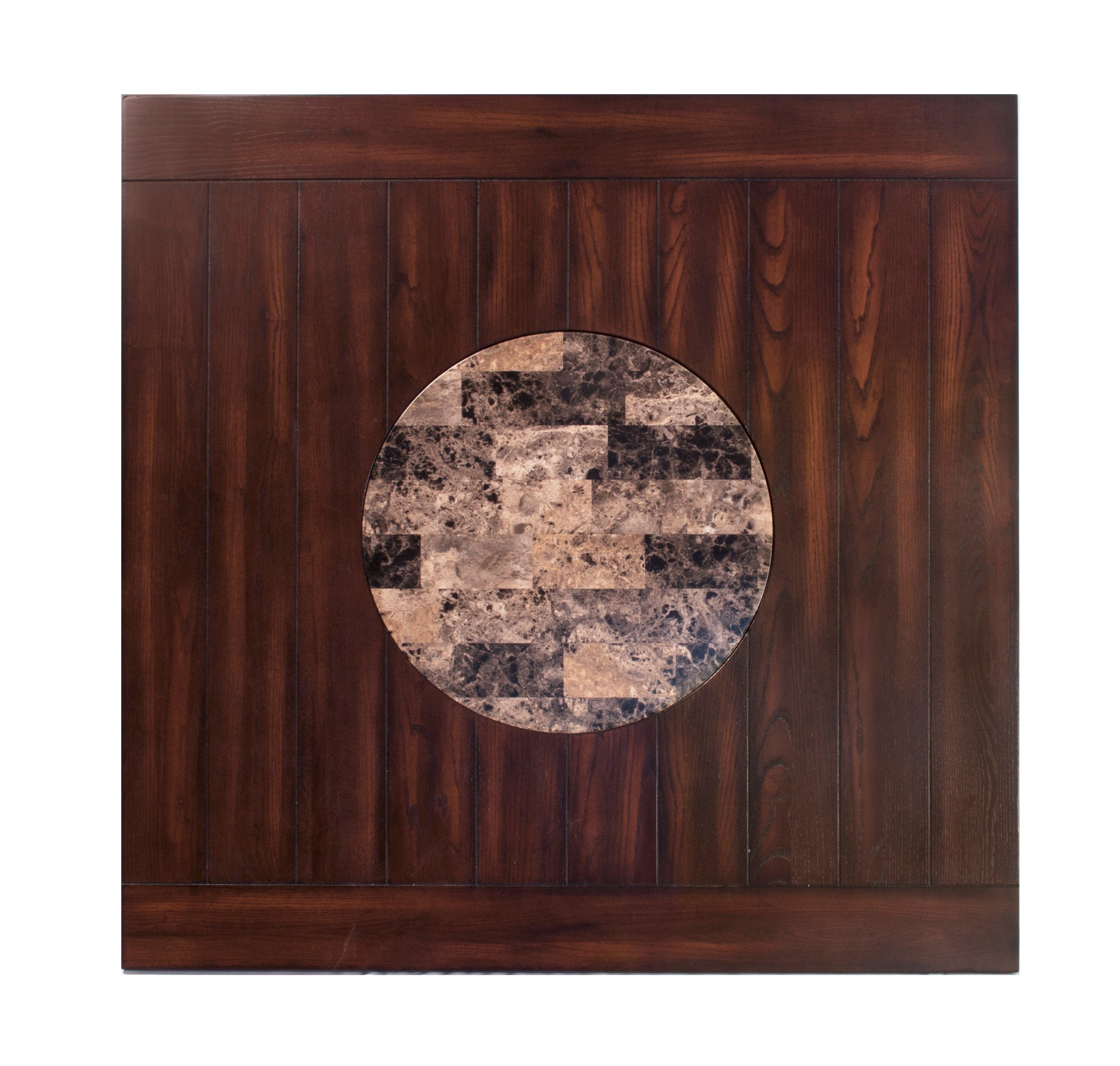 2727T-4848-V 6 pc Fulton brown wood finish counter height dining table set with lazy susan