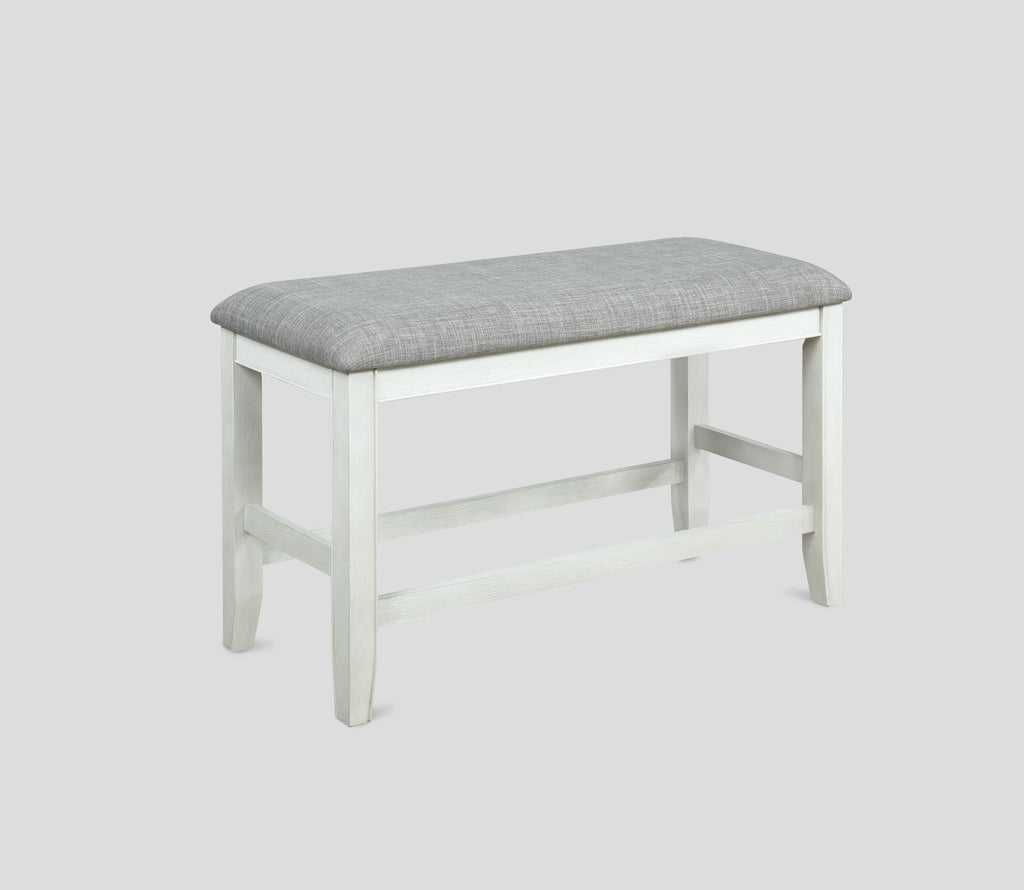 2727CG 6 pc Gracie oaks fulton two tone finish chalk white and grey wood counter height dining table set fabric seats