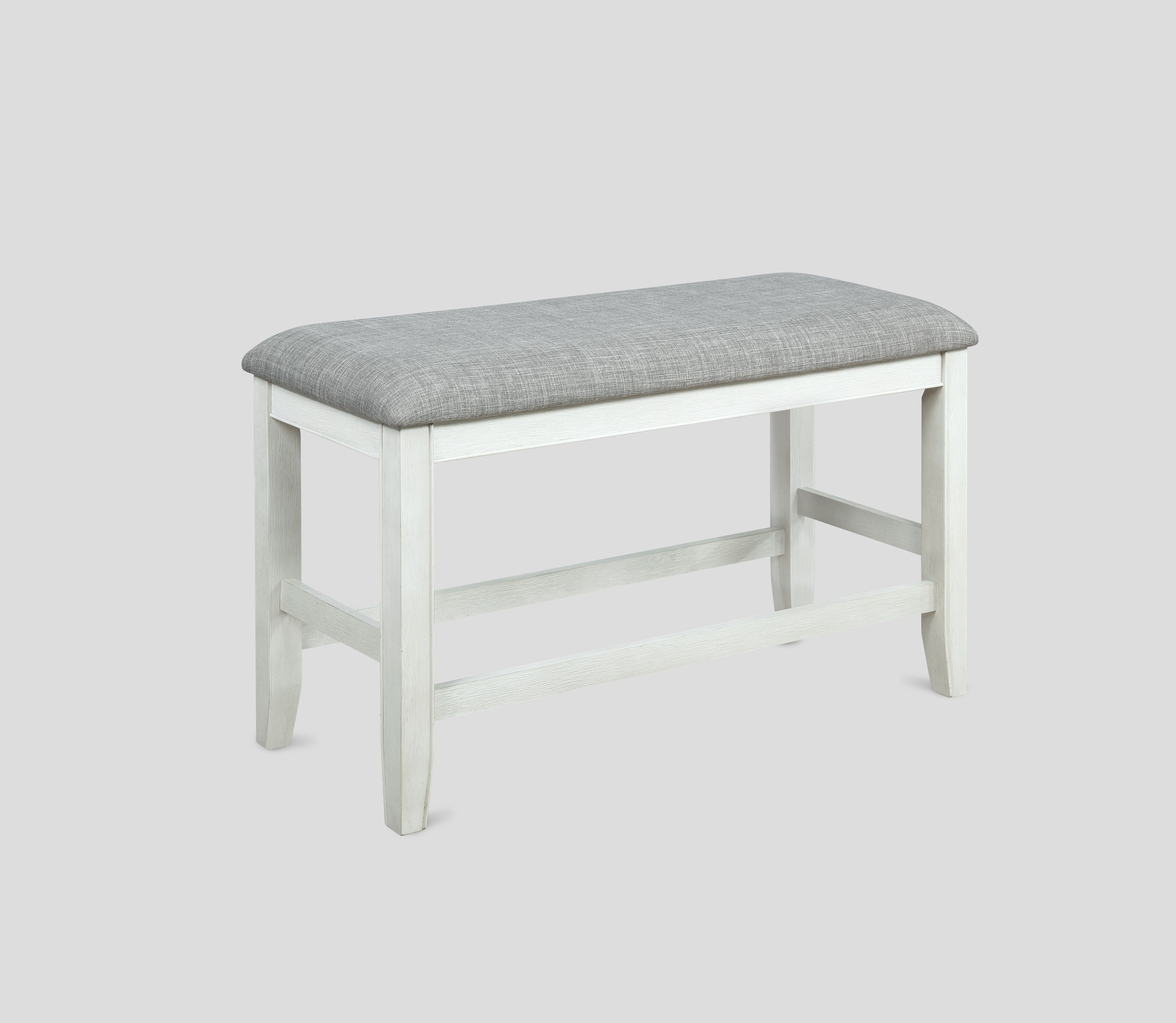 2727CG 6 pc Gracie oaks fulton two tone finish chalk white and grey wood counter height dining table set fabric seats