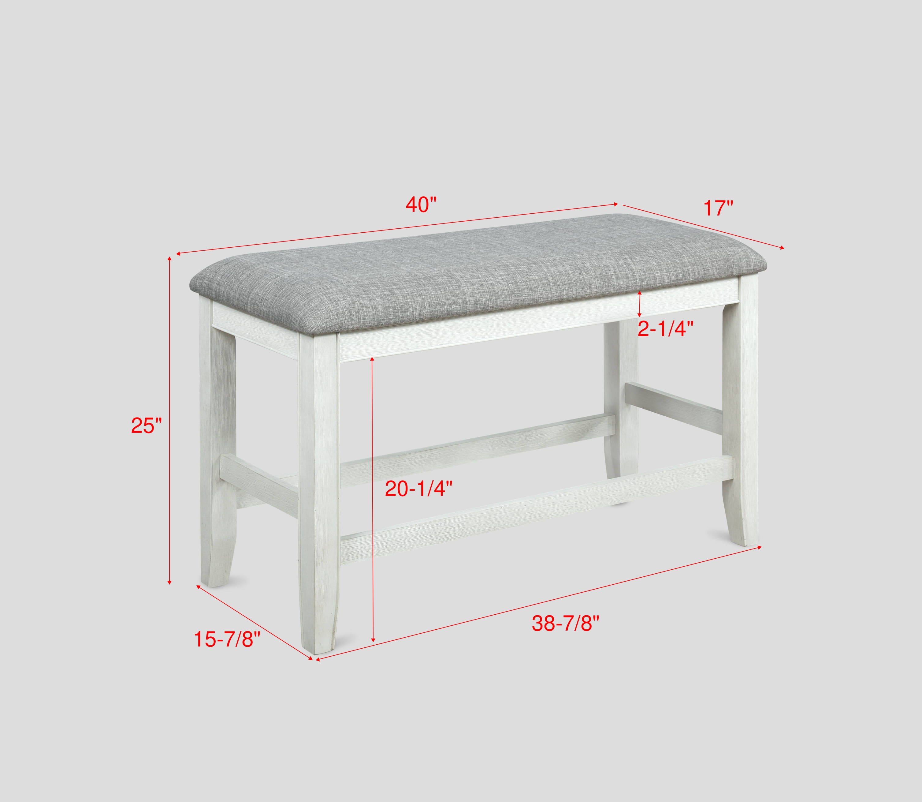 2727CG 6 pc Gracie oaks fulton two tone finish chalk white and grey wood counter height dining table set fabric seats