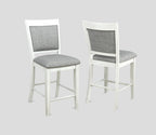 2727CG 6 pc Gracie oaks fulton two tone finish chalk white and grey wood counter height dining table set fabric seats