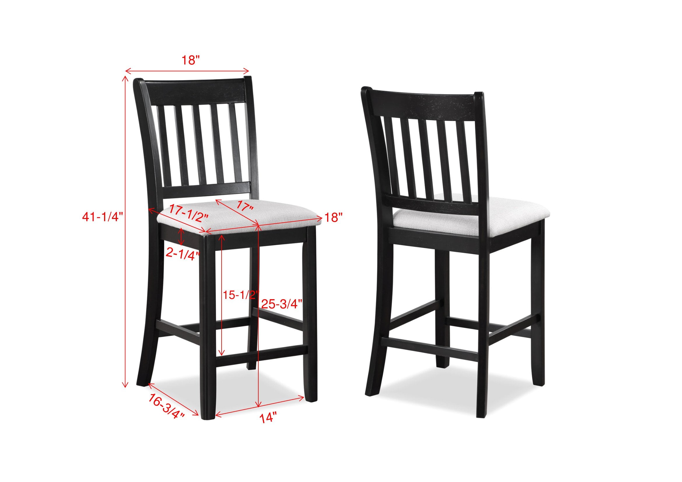 2741SET-DW 5 pc Salvador two tone black finish wood counter height 42" x 42" dining table set