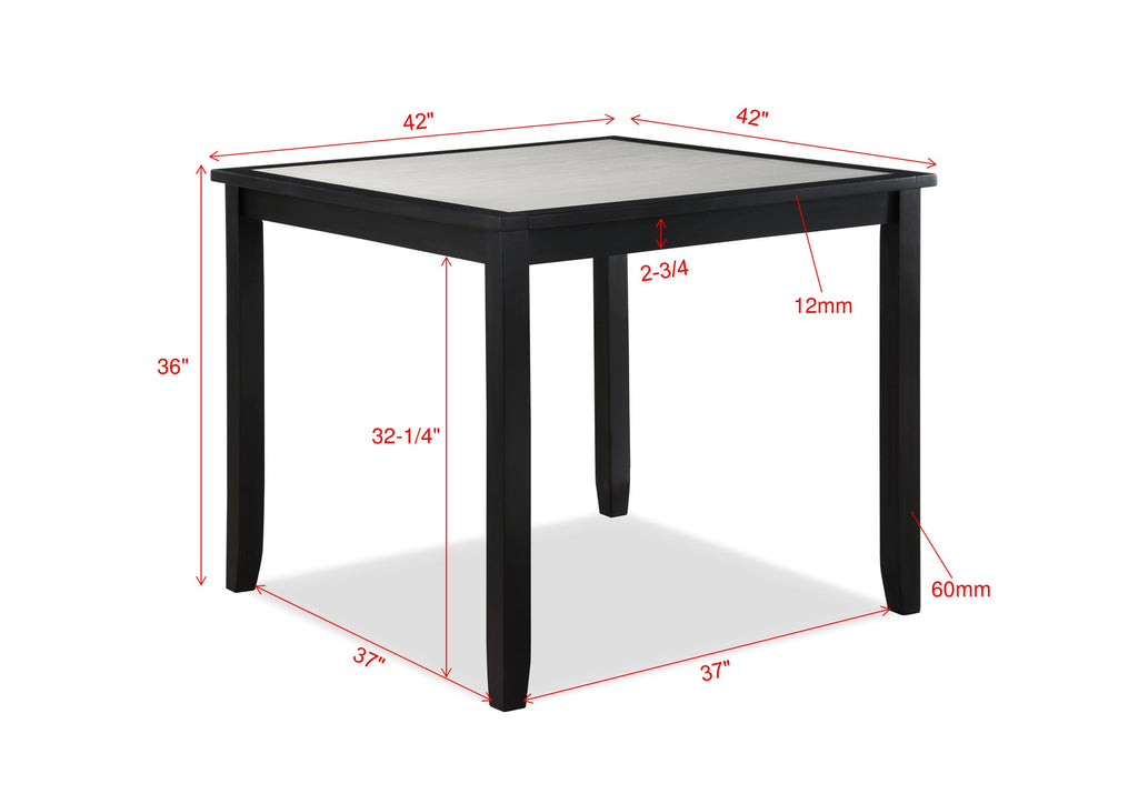 2741SET-DW 5 pc Salvador two tone black finish wood counter height 42" x 42" dining table set